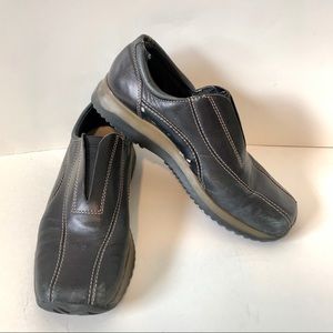 ANNE KLEIN Leather Loafers with Tan Stitching—SZ 7